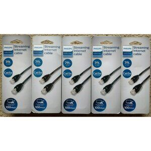 **NEW** 5-Pack Philips Streaming Internet Cables Cat 5e 7ft ea